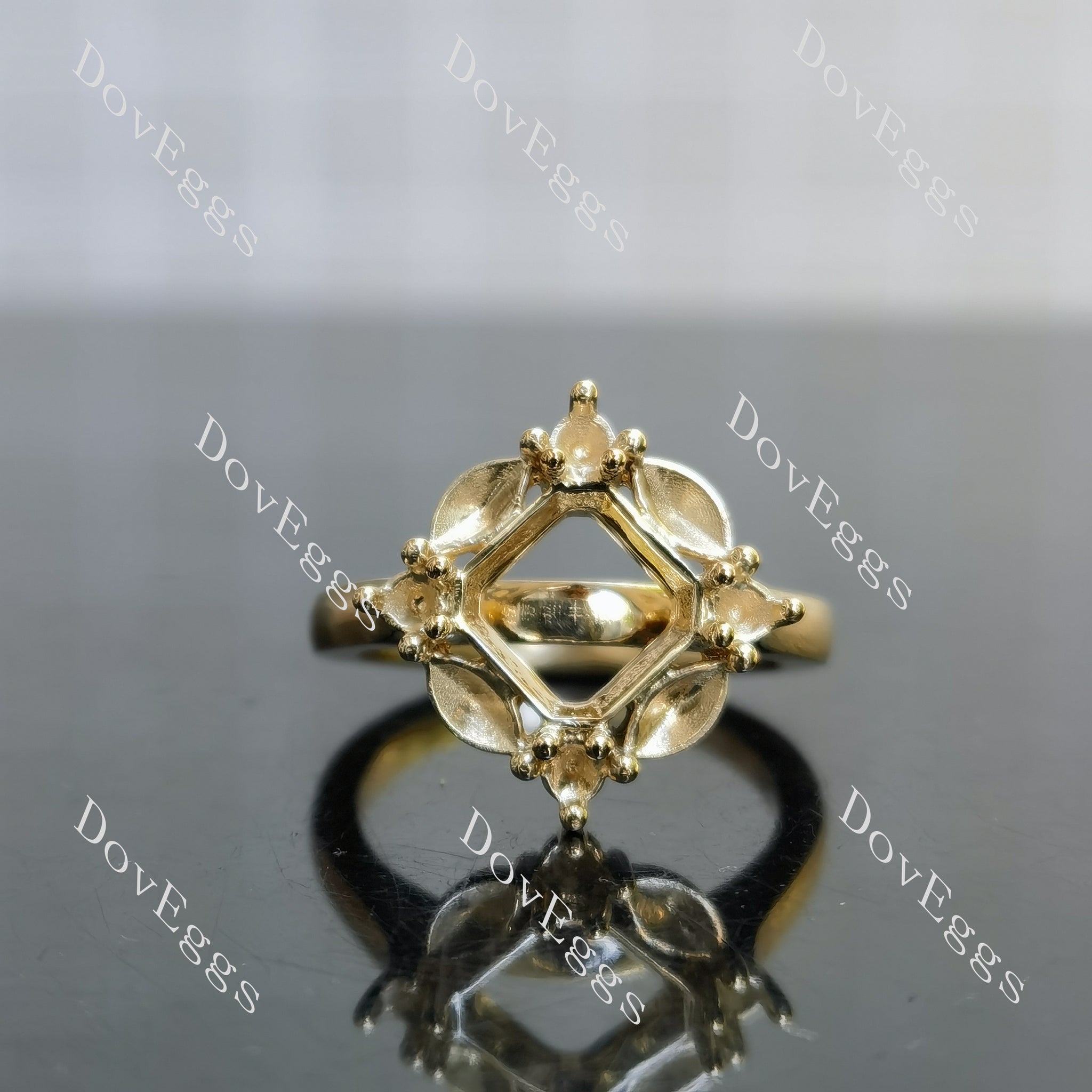 Doveggs halo carved vintage engagement ring semi-mount only(Exclusively to DovEggs Stones)