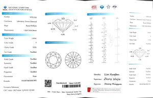 Doveggs 1.610ct round F color VVS1 Clarity Excellent cut lab diamond stone(certified)