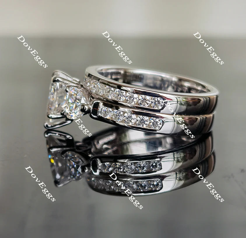 The Kiera Alaina half eternity channel set three stones engagement ring only semi-mount only(Exclusively to DovEggs Stones)