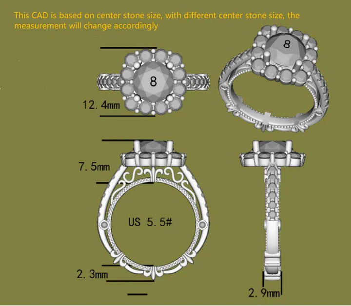 DovEggs halo engagement ring semi-mount only(Exclusively to DovEggs Stones)