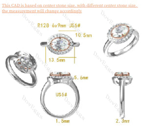 The SANDS Oval halo engagement ring semi-mount only(Exclusively to DovEggs Stones)