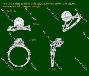 Doveggs floral halo engagement ring semi-mount only(Exclusively to DovEggs Stones)