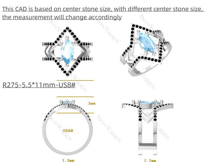 DovEggs split shank Halo pave stones engagement ring only semi-mount only(Exclusively to DovEggs Stones)