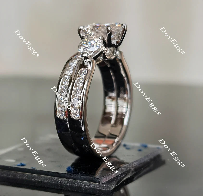 The Kiera Alaina half eternity channel set three stones engagement ring only semi-mount only(Exclusively to DovEggs Stones)