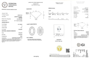 Doveggs 3.37ct Oval G Color VS1 Clarity Excellent cut lab diamond stone(certified)
