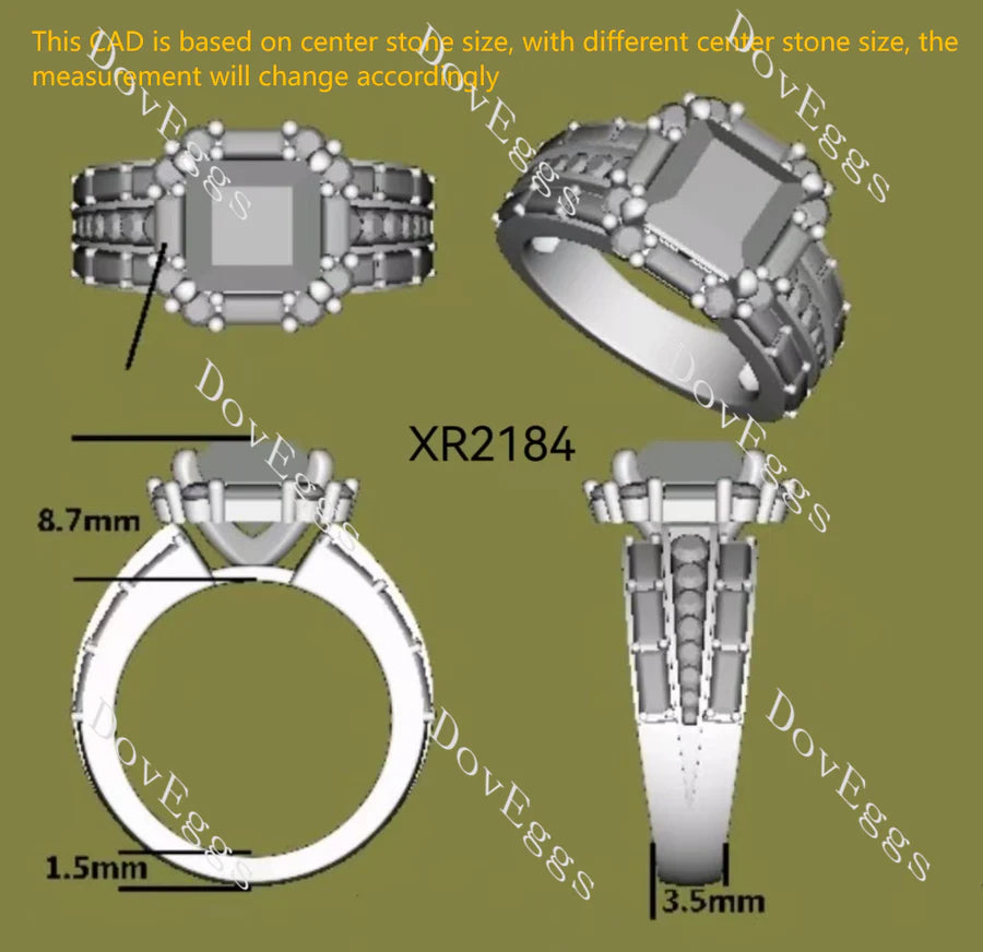 DovEggs halo pave art deco engagement ring only semi-mount only(Exclusively to DovEggs Stones)