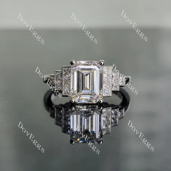 Doveggs art deco side stones engagement ring only semi-mount only(Exclusively to DovEggs Stones)