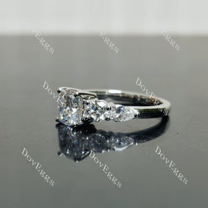 Doveggs Cushion Side Stones Lab Grown Diamond Engagement Ring