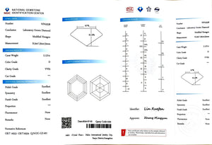 Doveggs 2.137ct Modified Hexagon D color VVS2 Clarity Excellent cut lab diamond stone(certified)