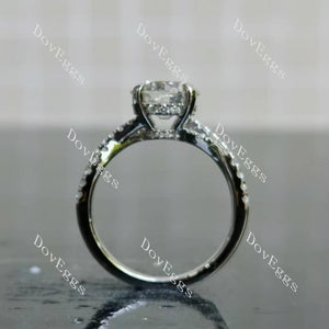 Doveggs round pave cross band moissanite engagement ring