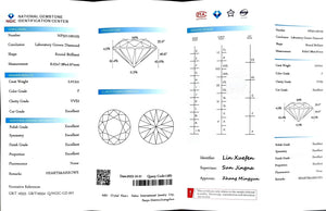 Doveggs 2.012ct Round F Color VVS2 Clarity Excellent cut lab diamond stone(certified)