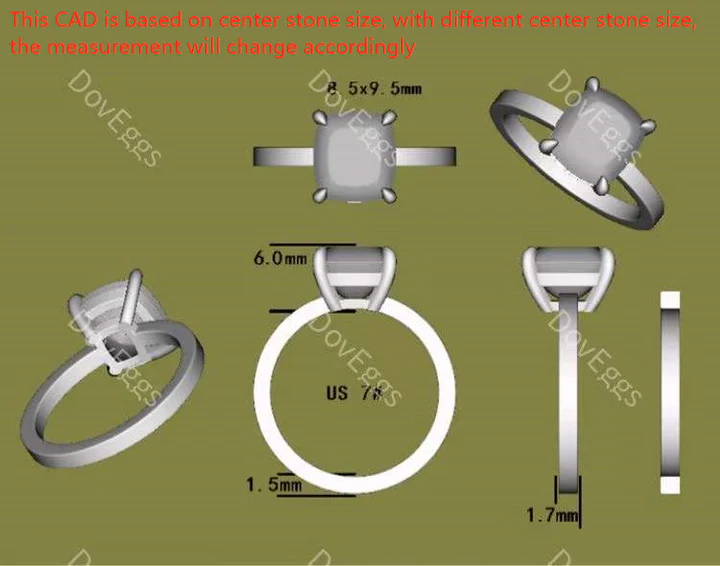 Doveggs solitaire engagement ring semi-mount only(Exclusively to DovEggs Stones)