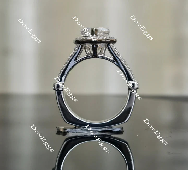 DovEggs pave halo engagement ring semi-mount only(Exclusively to DovEggs Stones)