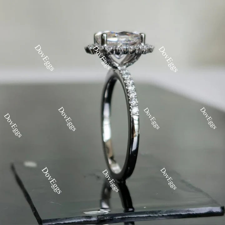 DovEggs flower shape half eternity pave engagement ring only semi-mount only(Exclusively to DovEggs Stones)