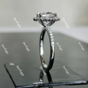 DovEggs flower shape half eternity pave engagement ring only semi-mount only(Exclusively to DovEggs Stones)