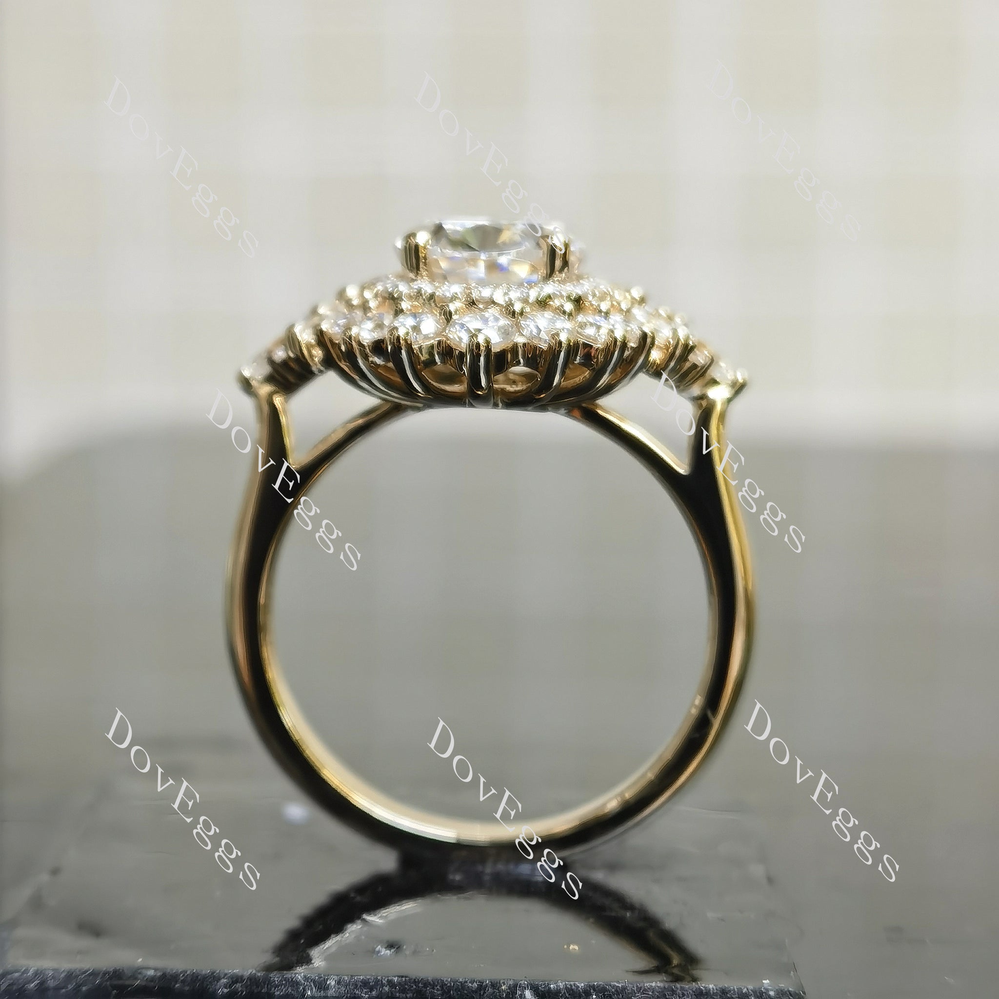 The Jessica oval halo vintage moissanite engagement ring(engagement ring only)