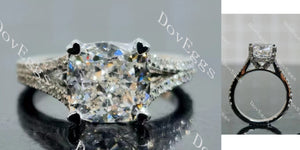 cushion pave split shanks moissanite engagement ring