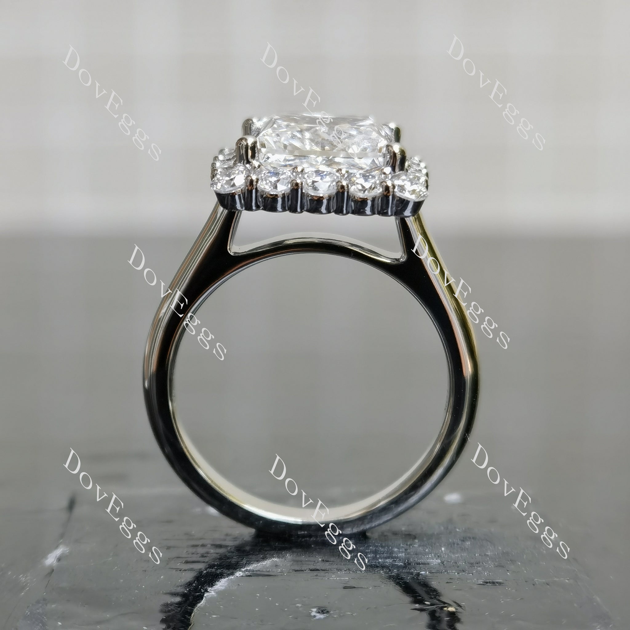 Doveggs princess halo moissanite engagement ring