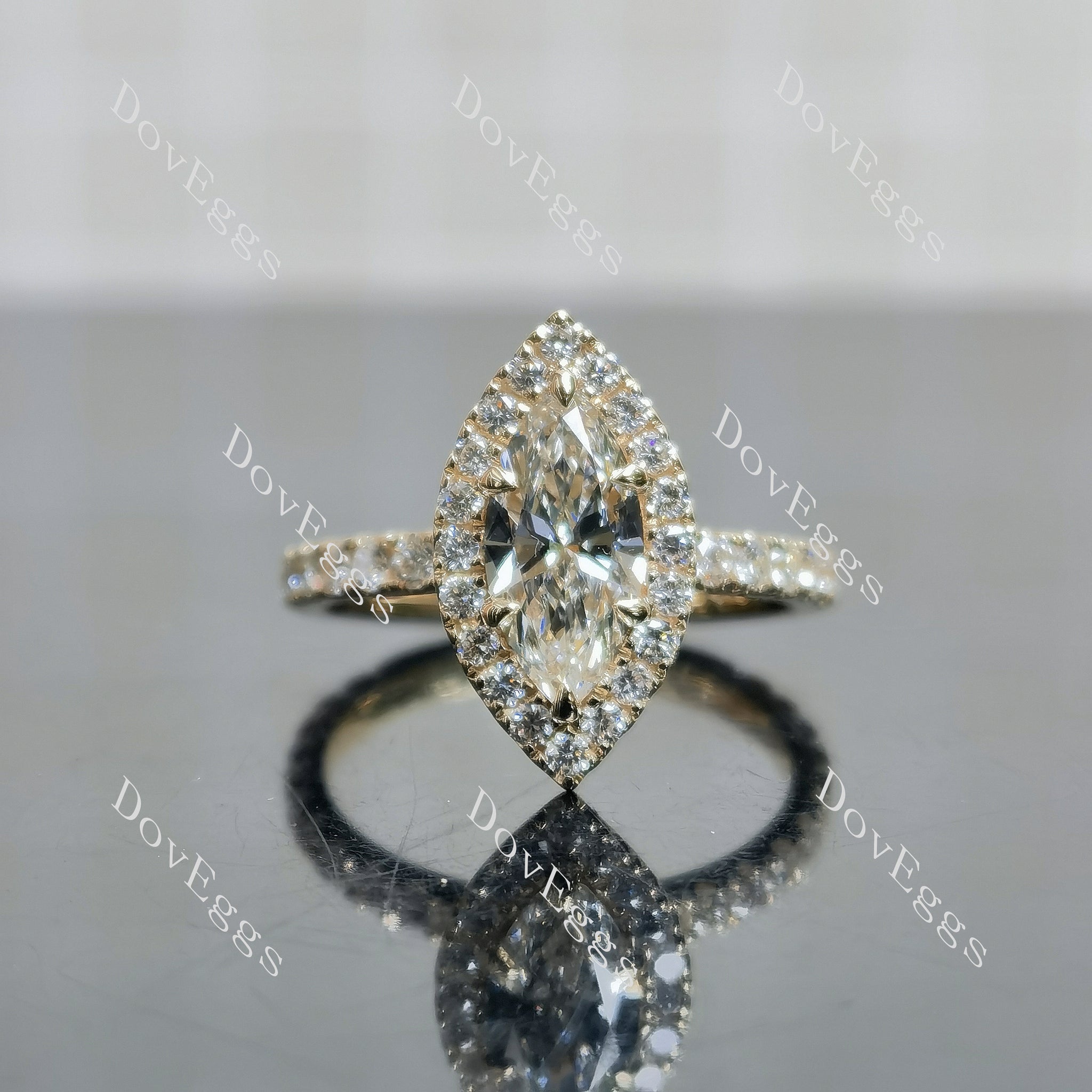 Doveggs Marquise Halo 3/4 Eternity Lab Grown Diamond Engagement Ring