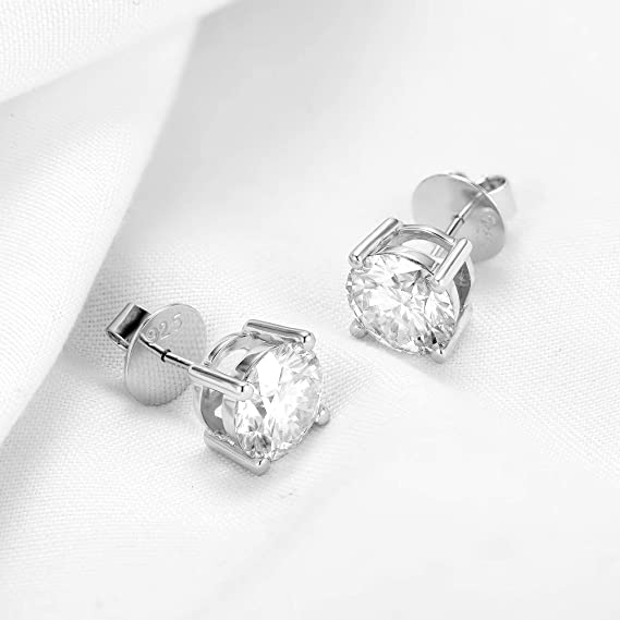 DovEggs 4ct round moissanite stud push back earrings for women