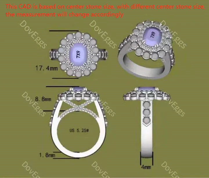 DovEggs double halo engagement ring semi-mount only(Exclusively to DovEggs Stones)