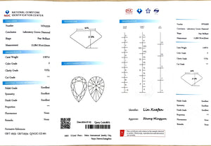 Doveggs 2.927ct pear F color VVS1 Clarity Excellent cut lab diamond stone(certified)