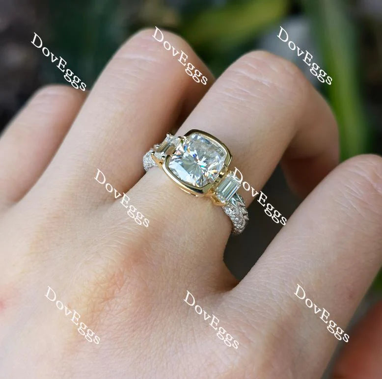 Doveggs three-stone art deco engagement ring only semi-mount only(Exclusively to DovEggs Stones)