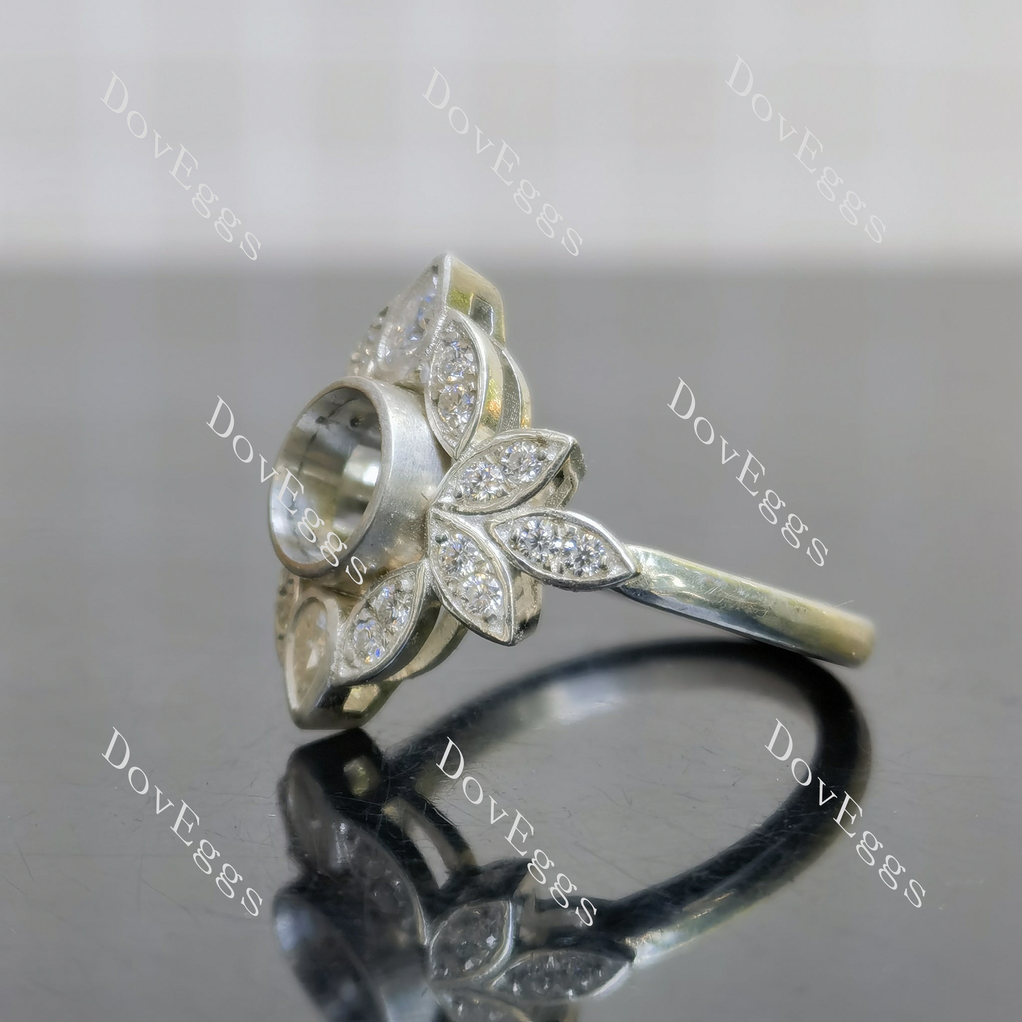 Doveggs floral setting vintage engagement ring only semi-mount only(Exclusively to DovEggs Stones)