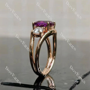 Jadea pave split shanks three stones engagement ring semi-mount only(Exclusively to DovEggs Stones)