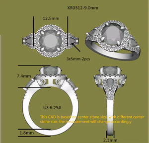 DovEggs halo engagement ring only semi-mount only(Exclusively to DovEggs Stones)