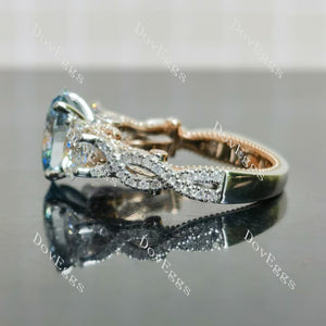 The Mary pave split shanks three stones engagement ring only semi-mount only(Exclusively to DovEggs Stones)