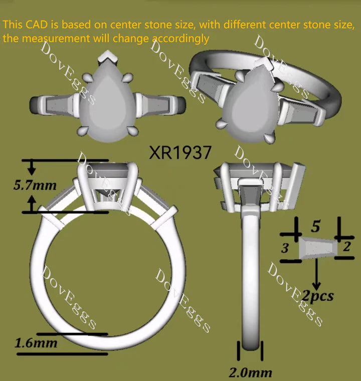 The Maddox three stones engagement ring semi-mount only(Exclusively to DovEggs Stones)