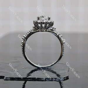 Doveggs floral halo engagement ring semi-mount only(Exclusively to DovEggs Stones)