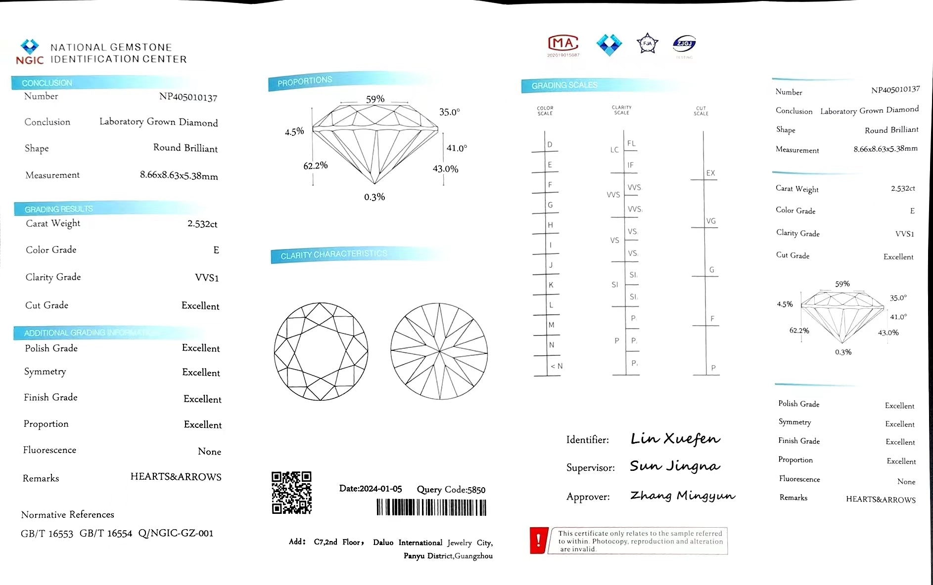 Doveggs 2.532ct Round E color VVS1 Clarity Excellent cut lab diamond stone(certified)