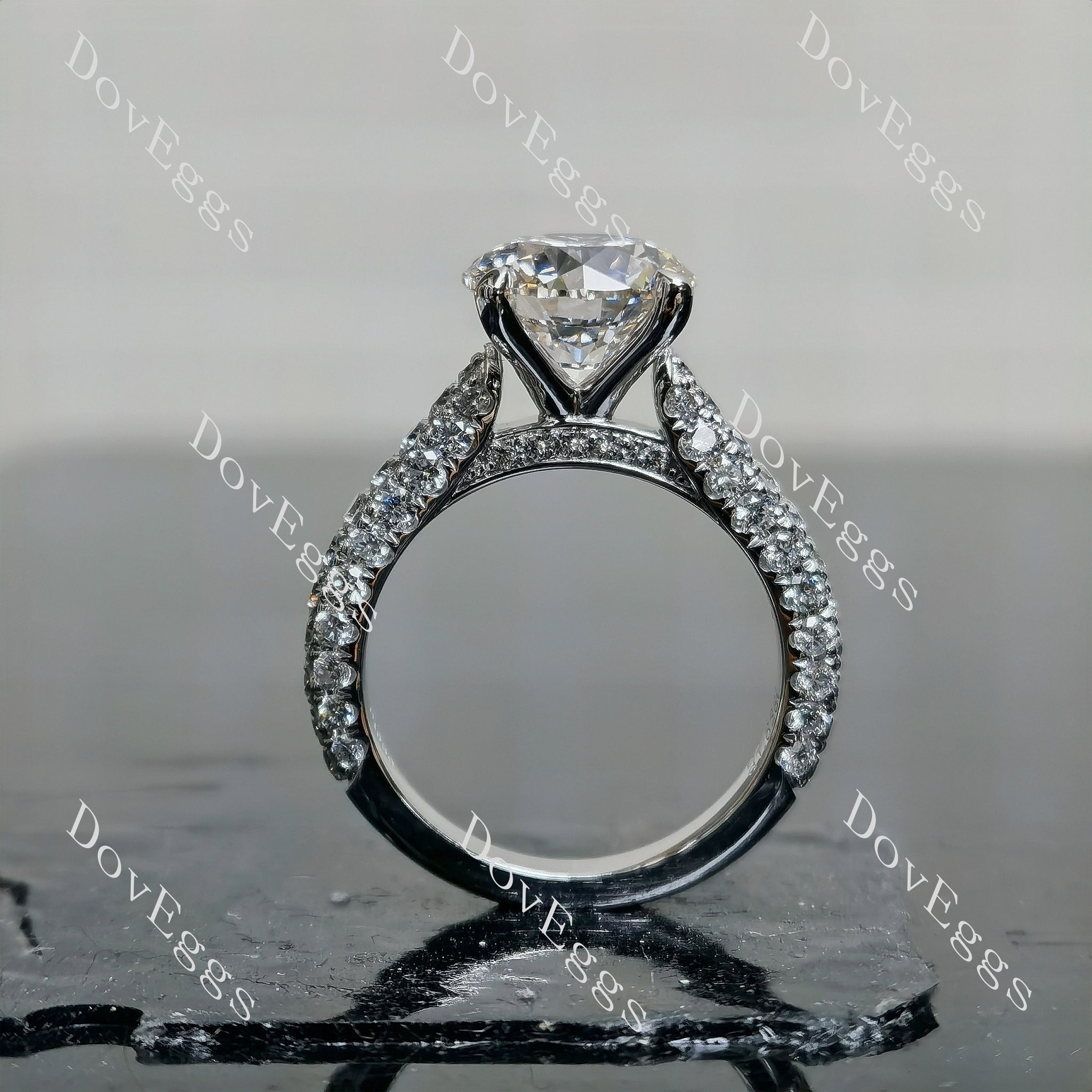 The Gentry Round Pave 3/4 Eternity Lab Grown Diamond Engagement Ring