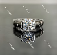 Doveggs solitaire half bezel engagement ring semi-mount only(Exclusively to DovEggs stones)