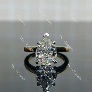 Doveggs Pear Pave Solitaire Lab Grown Diamond Engagement Ring