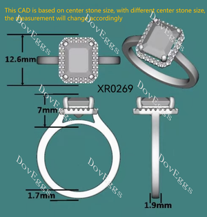 Doveggs halo engagement ring semi-mount only(Exclusively to DovEggs Stones)