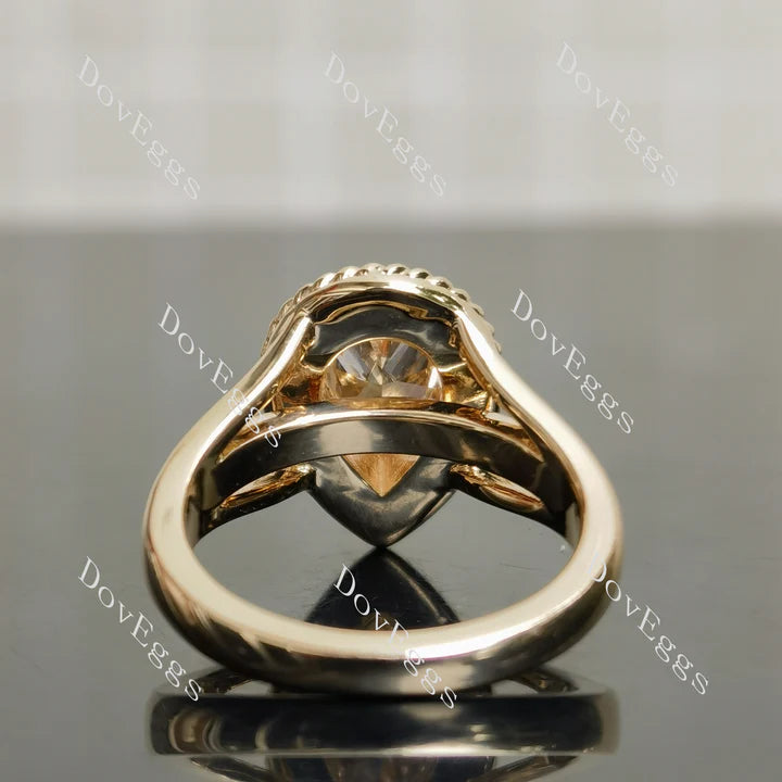 DovEggs bezel Halo Split Shanks engagement ring semi-mount only(Exclusively to DovEggs Stones)