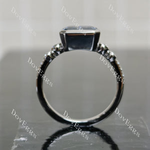 Doveggs radiant bezel twilight blue moissanite engagement ring