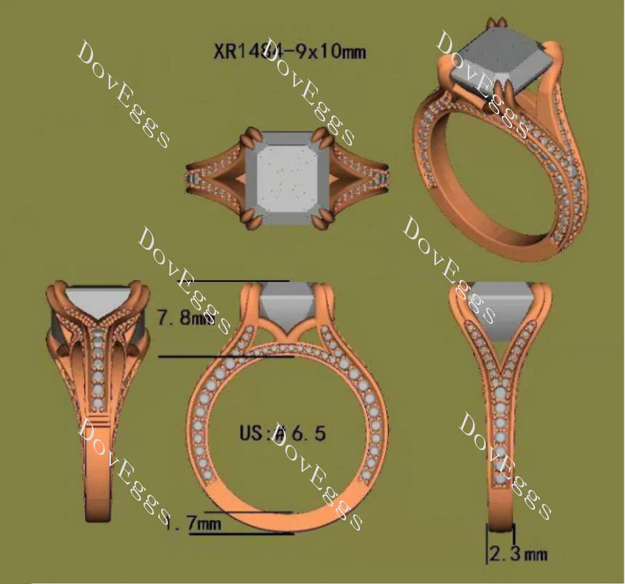 Faythe’s Promise Elizabeth split shank pave engagement ring only semi-mount only(Exclusively to DovEggs Stones)