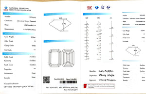 Doveggs 3.124ct Emerald Old Emerald Cut D color VVS2 Clarity Excellent cut lab diamond stone(certified)