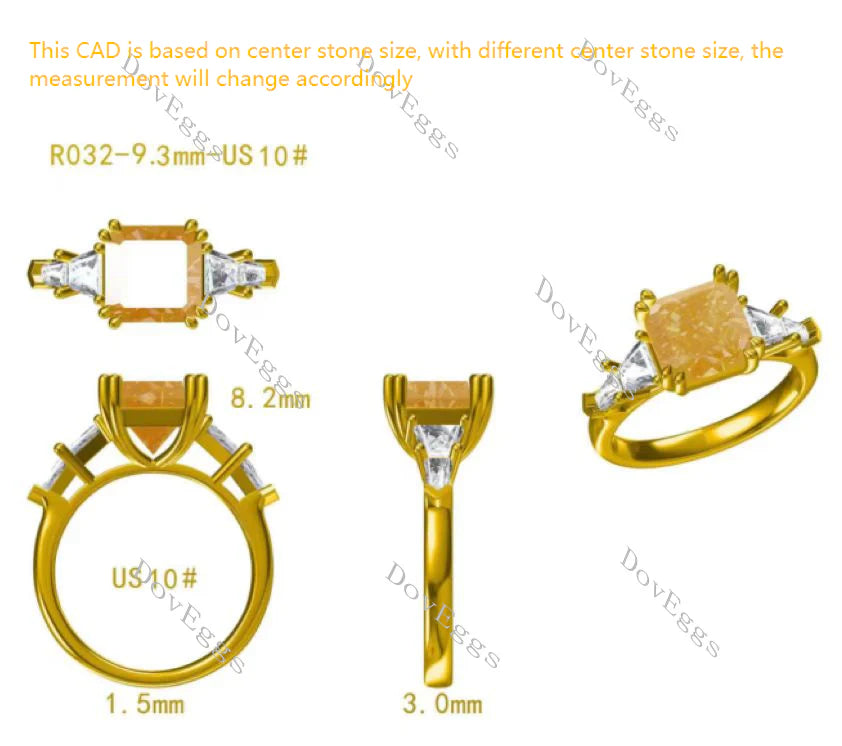 Doveggs three-stone side stones engagement ring semi-mount only(Exclusively to DovEggs Stones)