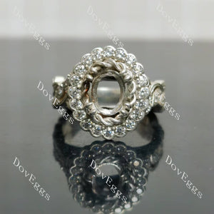 The Fiona halo floral  engagement ring only semi-mount only(Exclusively to DovEggs Stones)