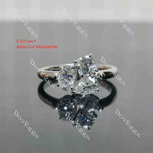 Doveggs art deco pear oval cushion three stones moissanite engagement ring