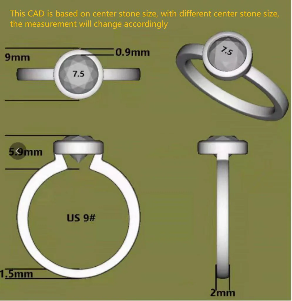 Doveggs bezel setting solitaire engagement ring semi-mount only(Exclusively to DovEggs Stones)