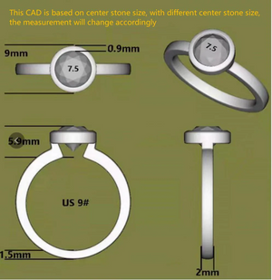 Doveggs bezel setting solitaire engagement ring semi-mount only(Exclusively to DovEggs Stones)