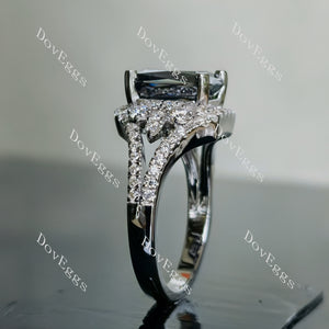 Doveggs criss cut art deco stardust grey moissanite engagement ring