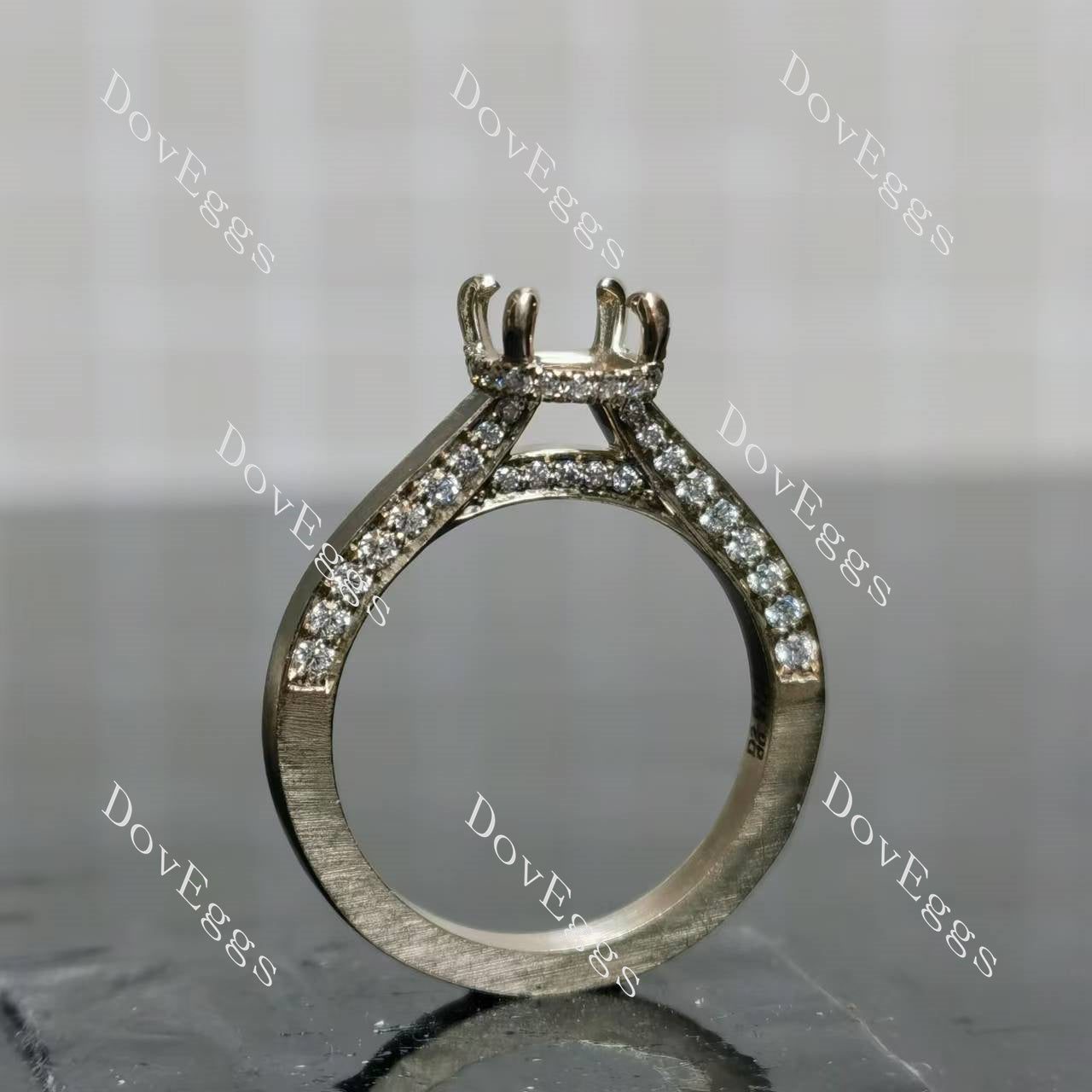 Doveggs solitaire pave engagement ring semi-mount only(Exclusively to DovEggs Stones)