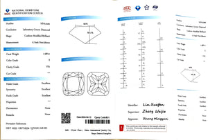 Doveggs 1.587ct cushion E color VS1 Clarity Excellent cut lab diamond stone(certified)